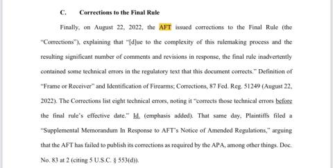 A screenshot of a court paper with "ATF" misspelled as "AFT"